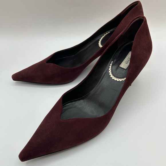 Rare, NEW, vintage PRADA Berry Suede pointed Toe Kitten heel 36 1/2 - Picture 3 of 16